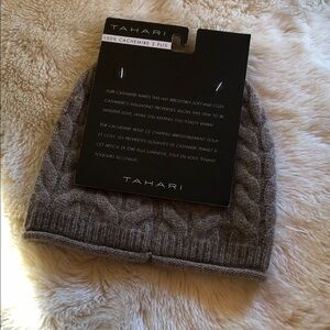 Tahari Taupe Cashmere Cable Knit Hat